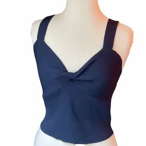 MOON RIVER Cropped Rib Knit Top